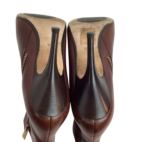 Kors Michael Kors Womens 9.5M Leather Pointed Toe Ankle Boots Brown - Picture 9 of 14